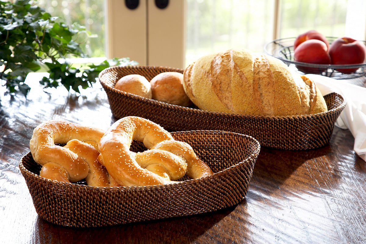 Oval Bread Basket with Braided Edge, Large