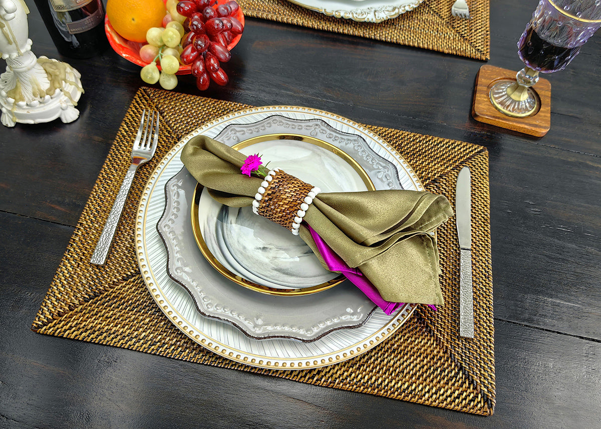 Rectangular Placemat with Diamond Pattern, Set of 4