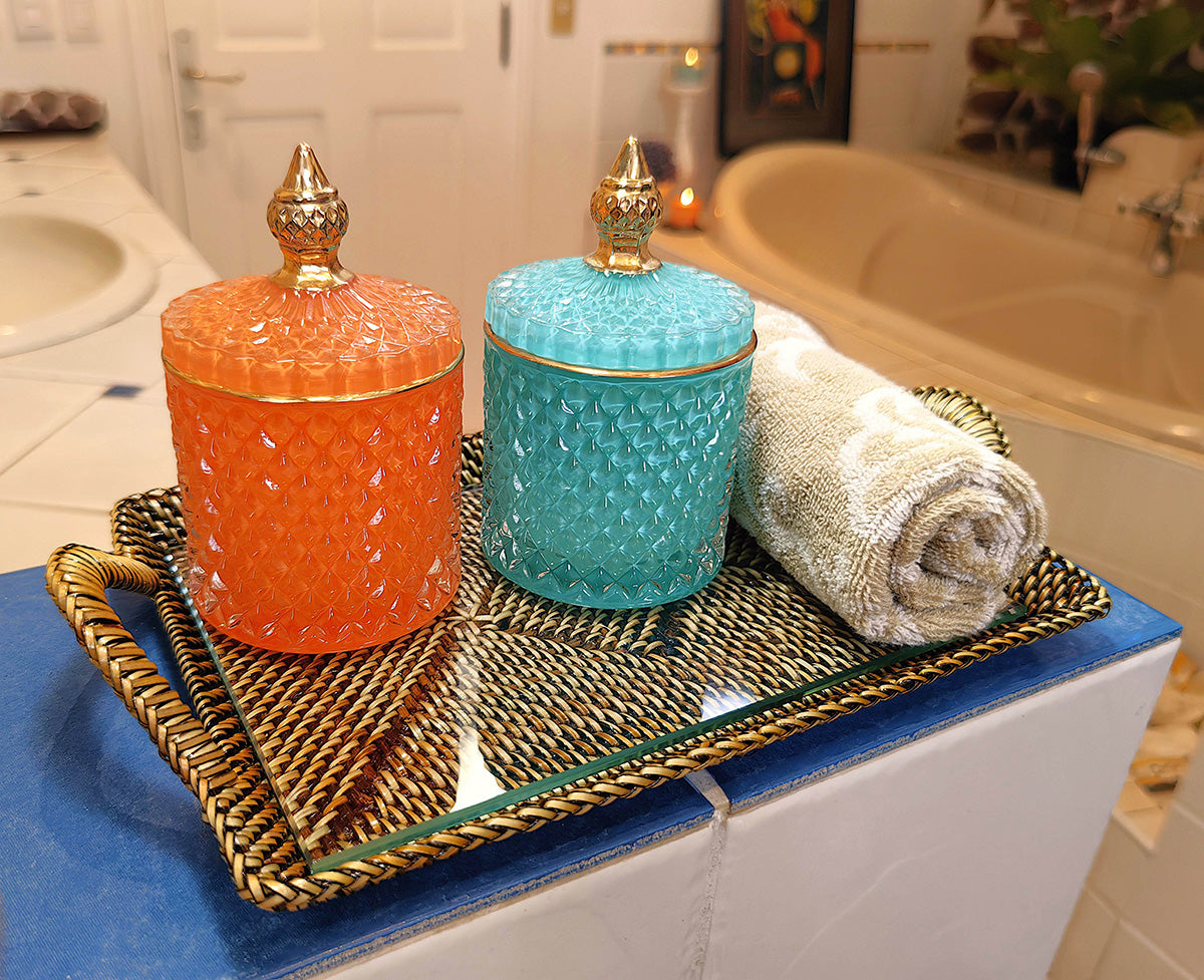 Rectangular Serving Glass Tray With Handles