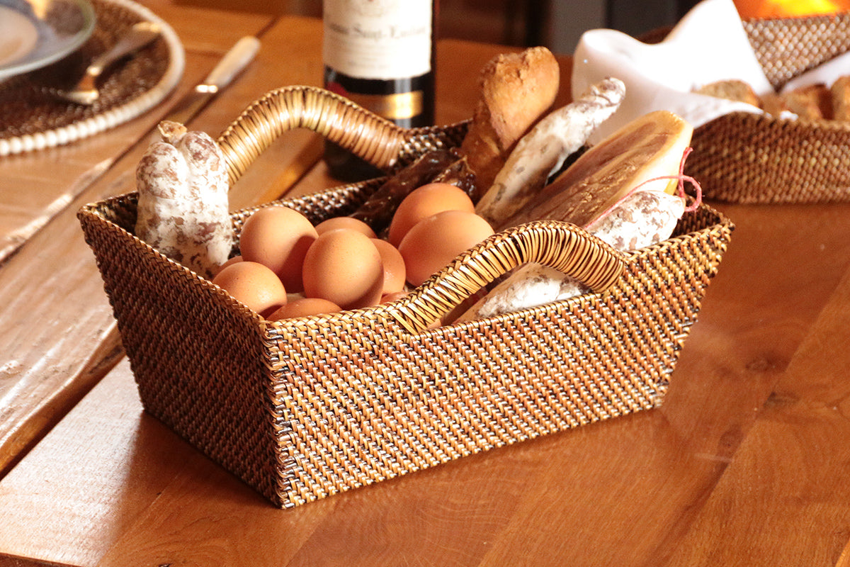 Rectangular Bread Basket with Handles, Small