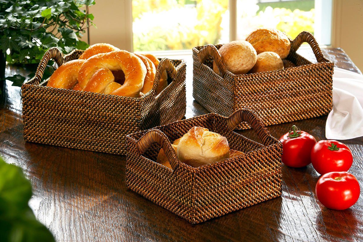 Square Bread Basket with  Handles, Large