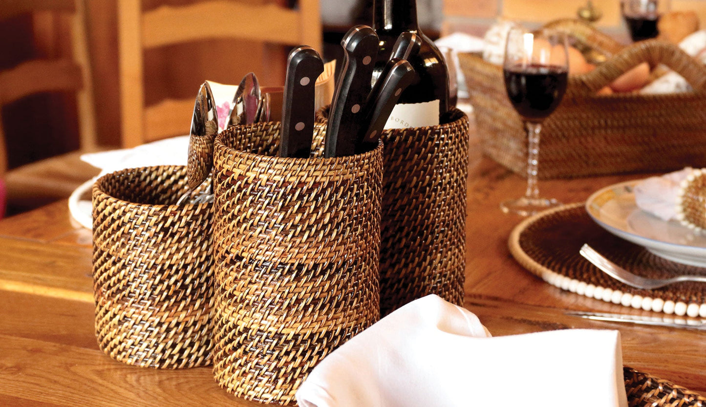 Woven Flatware Caddy Basket