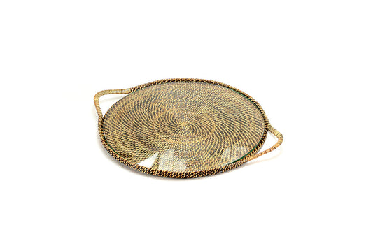 Round Serving Tray with Glass
