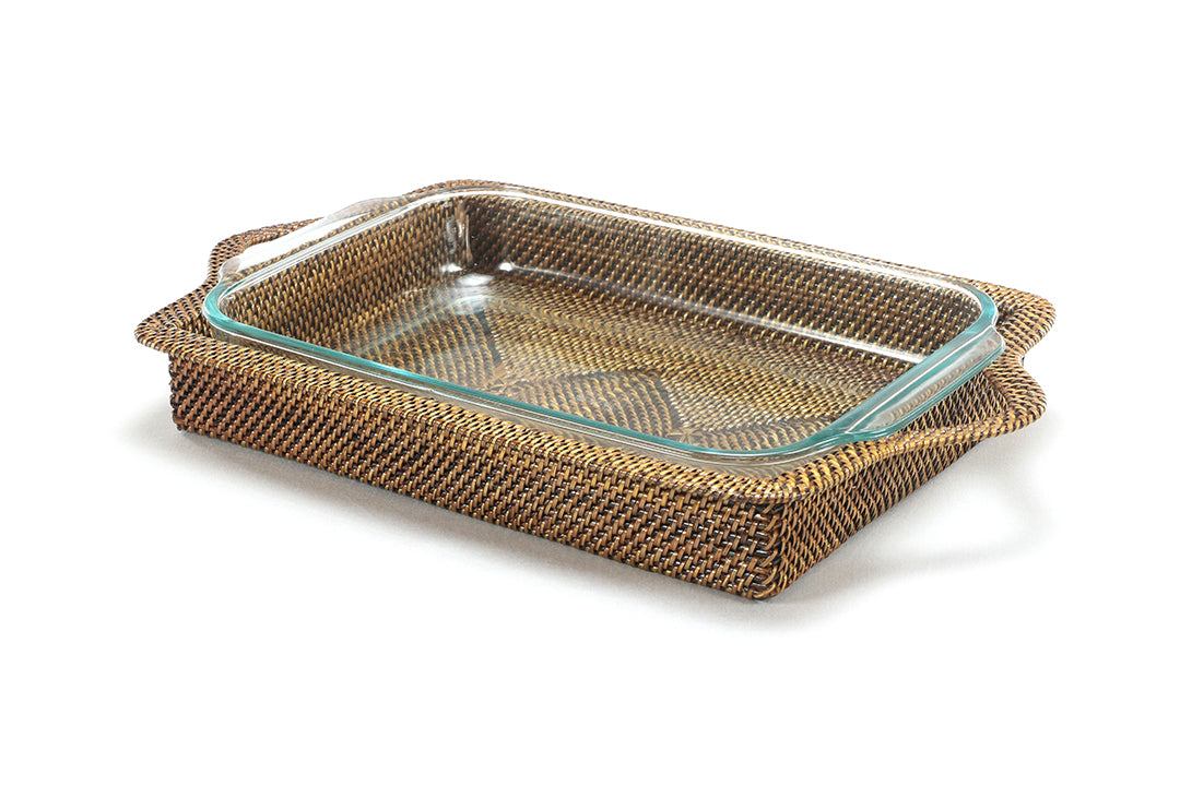 Rectangular Casserole Basket with Pyrex, 3 Qt Baker